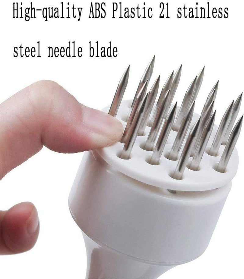TURBID Meat Tenderizer Tool with Ultra Sharp Stainless Steel Needle Blades Meat Tenderizer Tool Profession Kitchen Gadgets Tenderizing and Cooking BBQ, Marinade, Steak, Beef, and Poultry (White) - Image 3