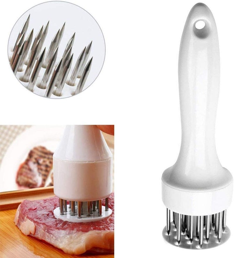 TURBID Meat Tenderizer Tool with Ultra Sharp Stainless Steel Needle Blades Meat Tenderizer Tool Profession Kitchen Gadgets Tenderizing and Cooking BBQ, Marinade, Steak, Beef, and Poultry (White) - Image 5