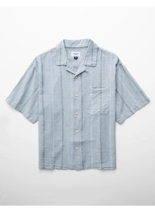 American Eagle AE Poolside Linen-Blend Button-Up Shirt - Image 3