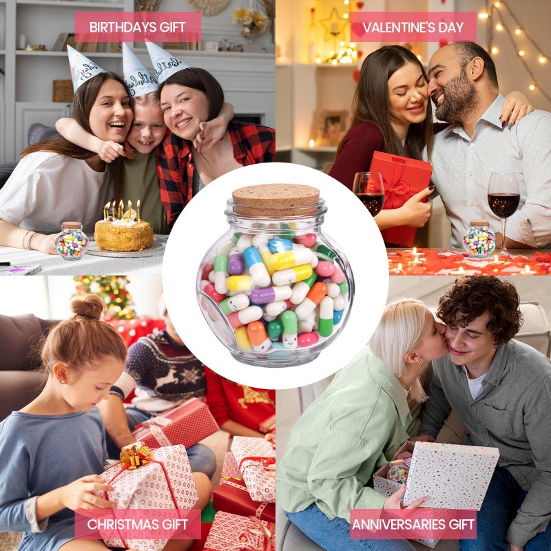 FUTUREPLUSX Capsule Message in a Bottle - 100 Love Pills Notes Letters for Long Distance Couples, Romantic Gift for Him Her Boyfriend Girlfriend - Image 5