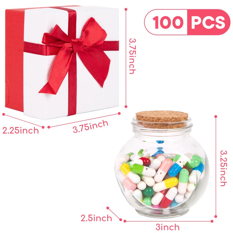 FUTUREPLUSX Capsule Message in a Bottle - 100 Love Pills Notes Letters for Long Distance Couples, Romantic Gift for Him Her Boyfriend Girlfriend - Image 2