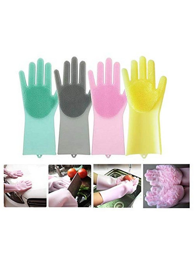 Spartan Spartan Silicon Dishwashing Gloves with Wash Scrubber, Cleaning Gloves Scrubbing Gloves for Dishes Heat Resistant and Reusable for Kitchen, Bathroom Cleaning and Pet Grooming (Pair of 1, Multicolor) - Image 1