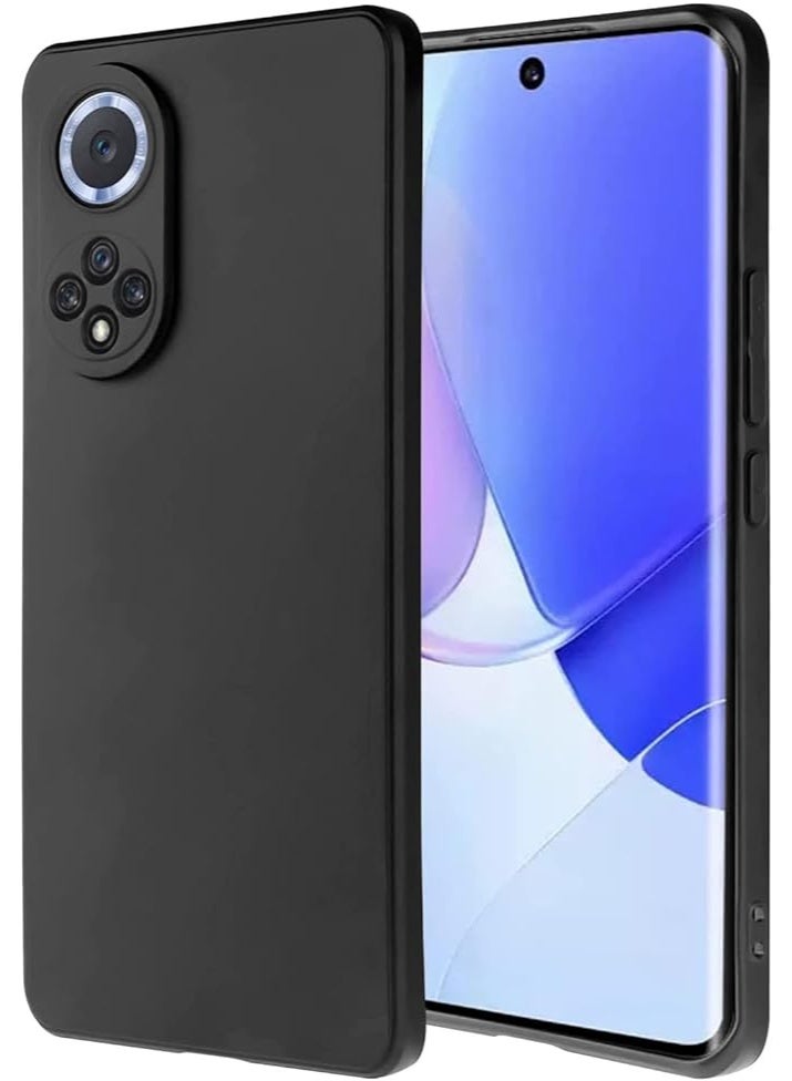 غطاء سيليكون متوافق مع هاتف هواوي نوفا 9 ثين، مزود بحماية للكاميرا، وبطانة داخلية ناعمة، وتصميم نحيف ومرن، باللون الأسود. - Image 1