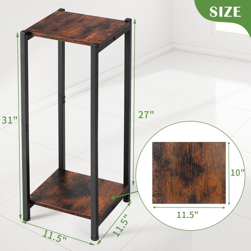 Dipion Tall Plant Stand Indoor,31 Inch Plant Stands,2 Tier Metal Plant Stand with Heavy Duty Wood,Rustic Brown and Black - Image 4
