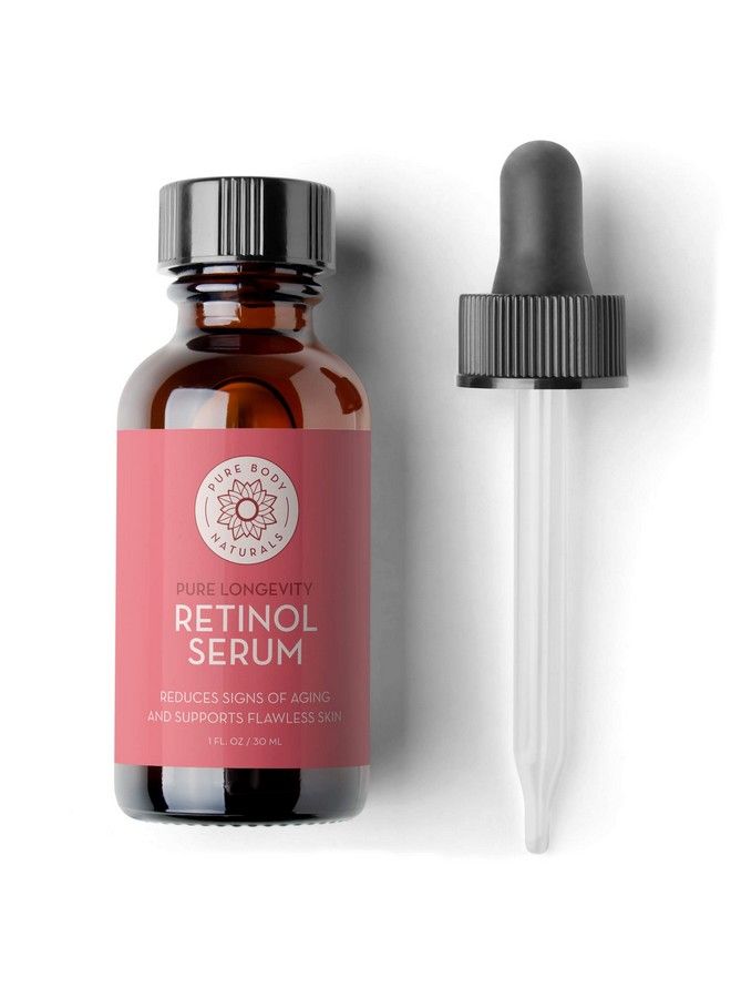 PURE BODY NATURALS Retinol Face Serum by Pure Body Naturals Retinol Serum with Witch Hazel Myrtle Oil and Ginseng AgeDefying Wrinkle Cream and Dark Spot Corrector for Eye Skin and Face Wrinkles 1 Fl Oz  - Image 1