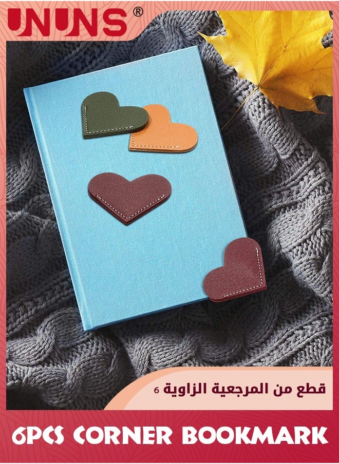 UNUNS Leather Heart Bookmark,6 Pieces Corner Handmade Bookmark,Leather Reading Cute Bookmarks Accessories For Women Bookworm Present Book Lovers  - Image 3