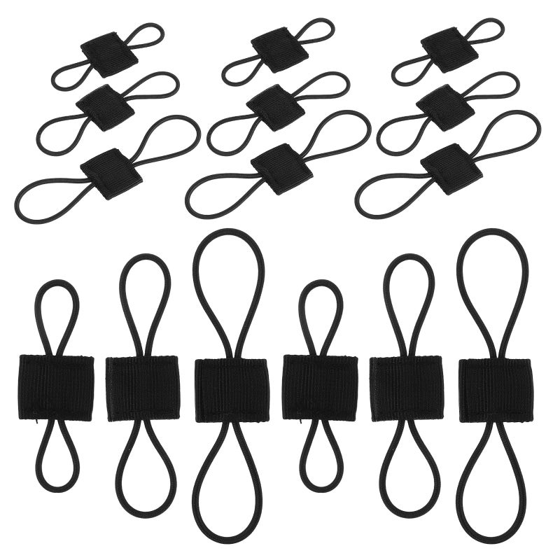 15 Pcs Tactical Backpack Webbing Straps Elastic Organizers With Clips Black Small Medium Large - Image 2