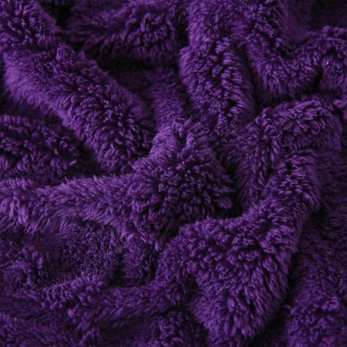 Linecooo Deep Purple Fleece Throw Blanket 50”×60” for Couch Sofa Bed,Super Soft Cozy Plush Microfiber Flannel Blanket with 3D Checkered Design Lightweight for Adults,Woman,Girls - Image 5