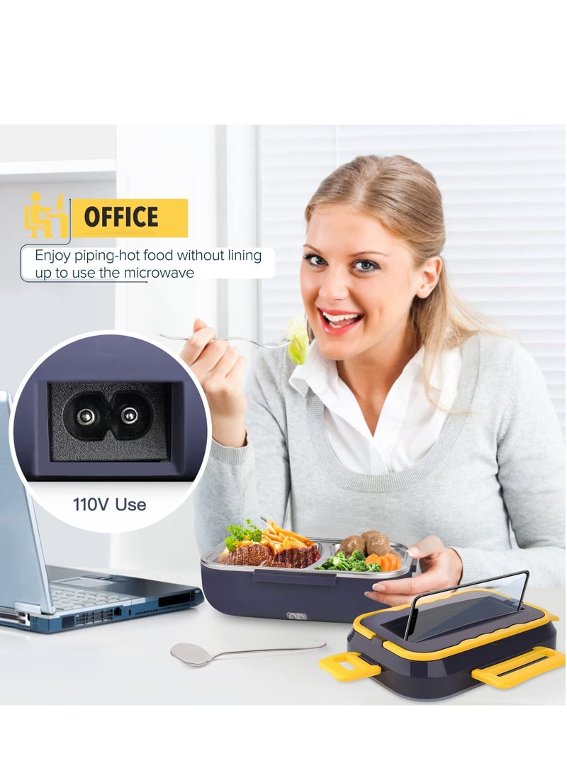 Y&D Electric Lunch Box Food Heater Portable Warmer Removable 304 Stainless Steel Container Fork Spoon and Carry Bag  - Image 5