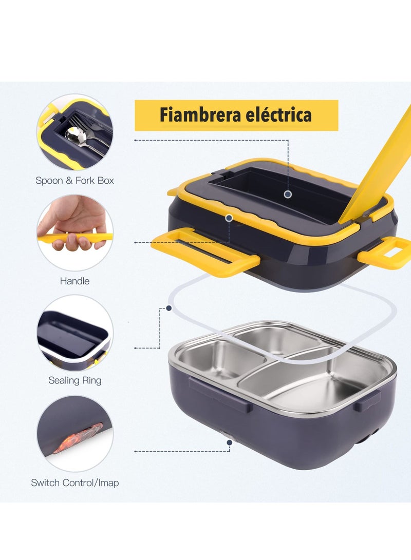 Y&D Electric Lunch Box Food Heater Portable Warmer Removable 304 Stainless Steel Container Fork Spoon and Carry Bag  - Image 4