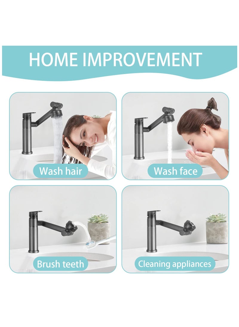 Arabest 360 Degree Swivel Faucet, Bathroom Sink Faucet w/Big Angle Rotate Spray, Multifunctional 2 Water Mode Robotic Arm Faucet w/Water Gloss, Kitchen Sink Faucet for Bathroom, Kitchen - Image 4