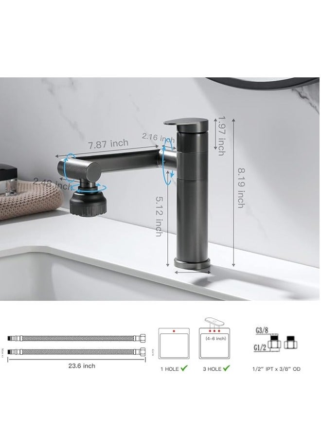 Arabest 360 Degree Swivel Faucet, Bathroom Sink Faucet w/Big Angle Rotate Spray, Multifunctional 2 Water Mode Robotic Arm Faucet w/Water Gloss, Kitchen Sink Faucet for Bathroom, Kitchen - Image 3