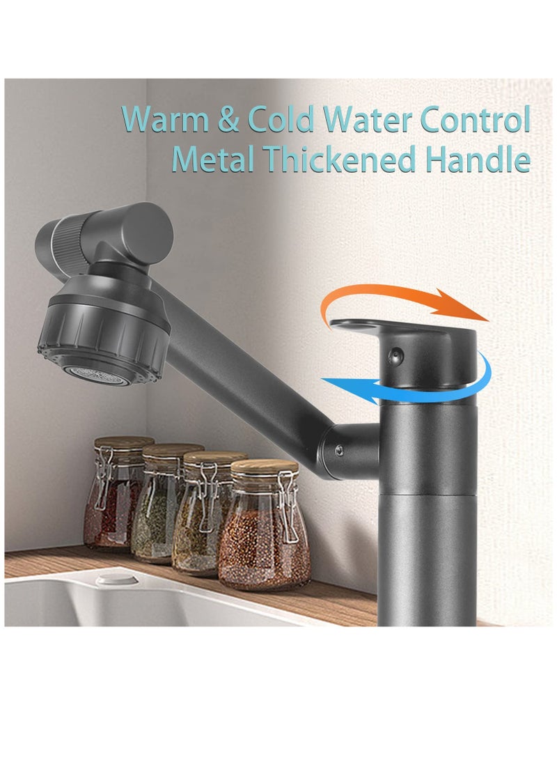 Arabest 360 Degree Swivel Faucet, Bathroom Sink Faucet w/Big Angle Rotate Spray, Multifunctional 2 Water Mode Robotic Arm Faucet w/Water Gloss, Kitchen Sink Faucet for Bathroom, Kitchen - Image 2
