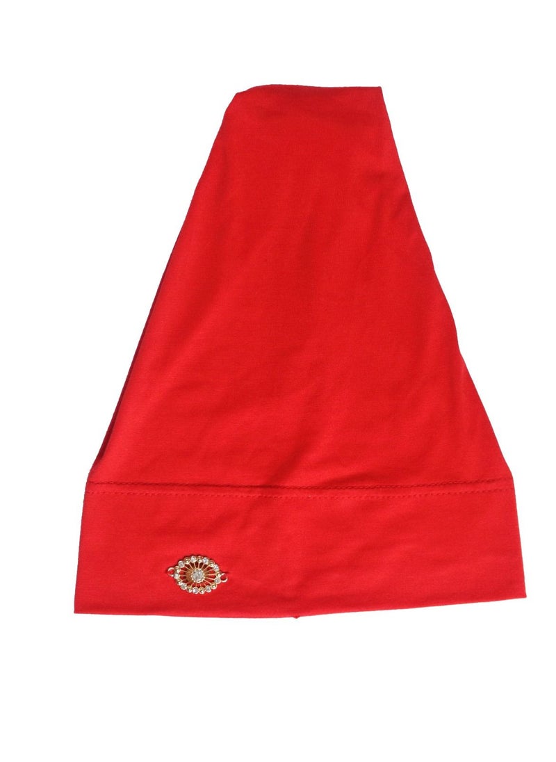 Loquat - Women's Solid Color Stretch Inner Tube Hijab Red - Image 1