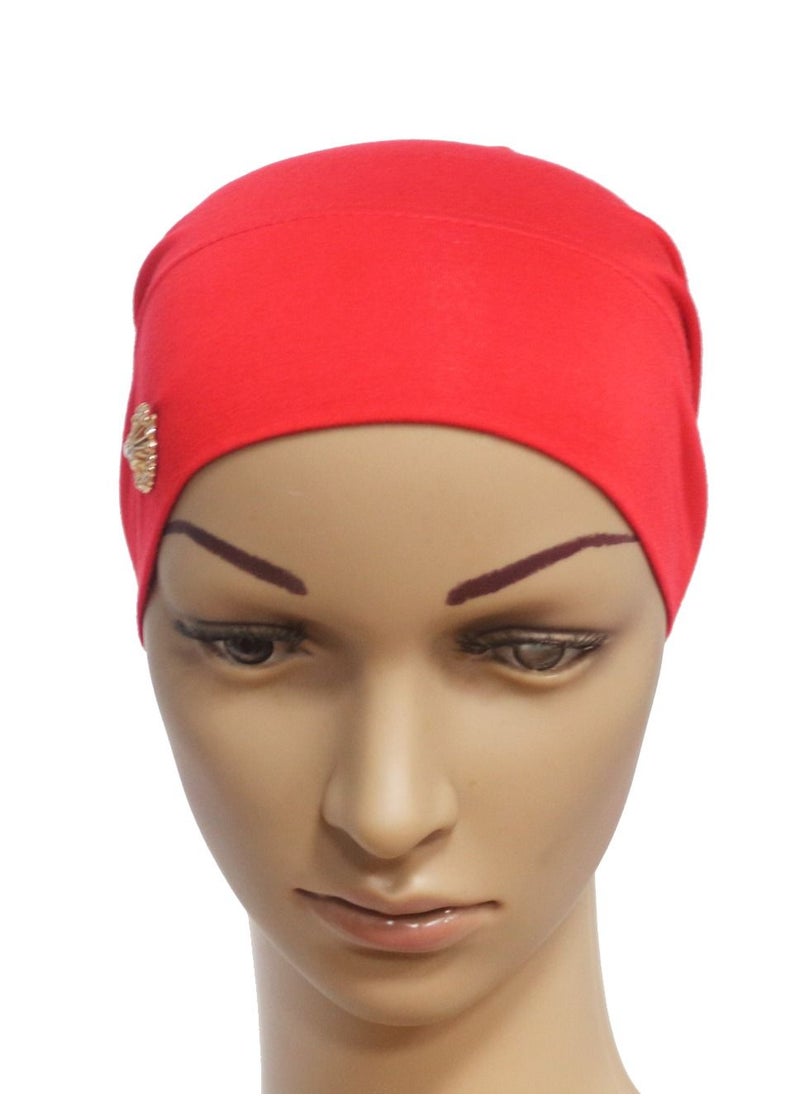 Loquat - Women's Solid Color Stretch Inner Tube Hijab Red - Image 1