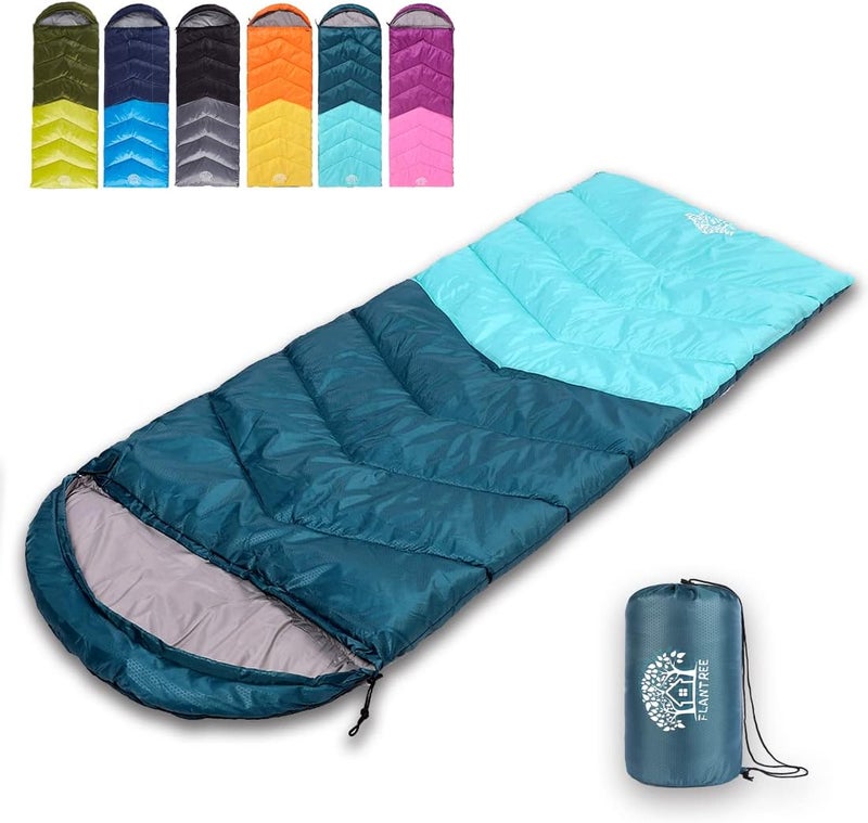 Flantree Sleeping Bag 4 Seasons Adults & Kids for Camping Hiking Trips Warm Cool Weather,Lightweight and Waterproof with Compression Bag,Indoors Outdoors Activities - Image 1