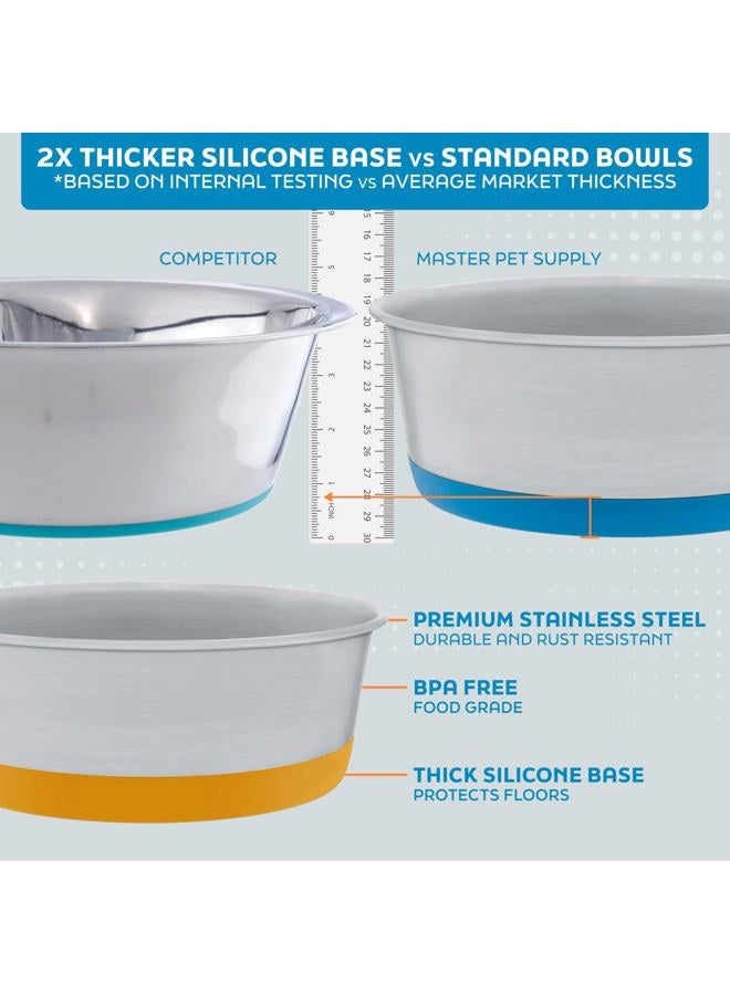 Master Pet Supply Stainless Steel Dog Bowls Set of 2 with Extra Thick Silicone Base - 4 Cup (32 oz) Black Velvet, Non-Slip, Dishwasher Safe Metal Bowls, Pet Dog Food Bowl for Dogs, Cats, Anti Rust - Image 4