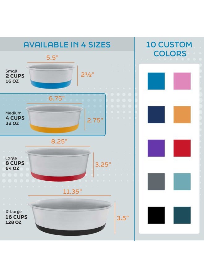 Master Pet Supply Stainless Steel Dog Bowls Set of 2 with Extra Thick Silicone Base - 4 Cup (32 oz) Black Velvet, Non-Slip, Dishwasher Safe Metal Bowls, Pet Dog Food Bowl for Dogs, Cats, Anti Rust - Image 2