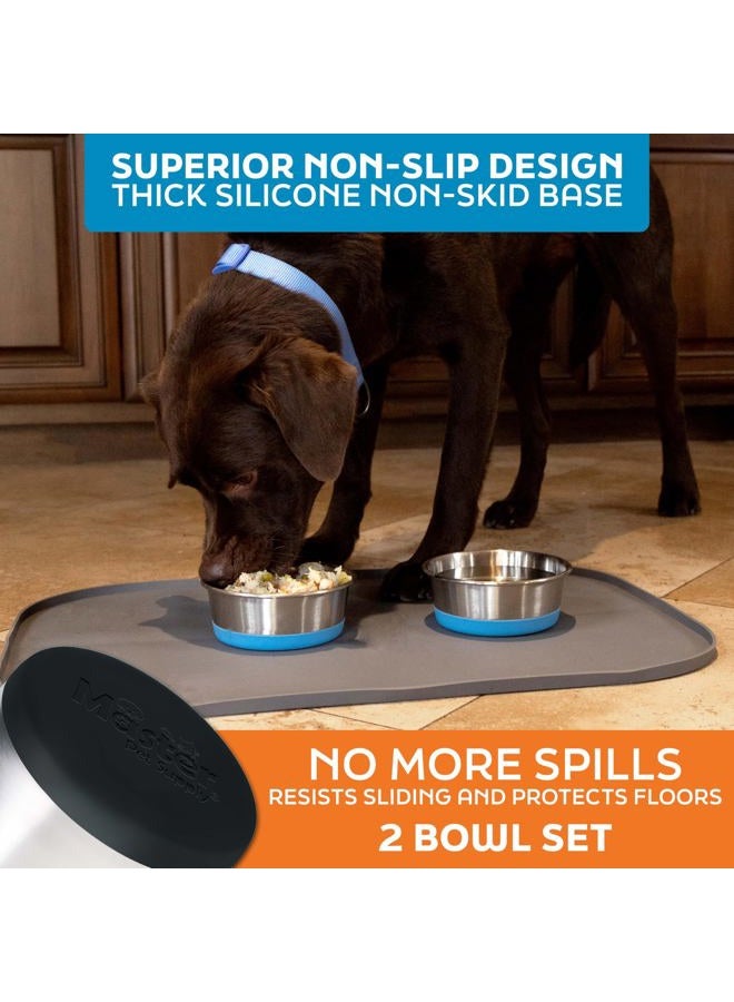 Master Pet Supply Stainless Steel Dog Bowls Set of 2 with Extra Thick Silicone Base - 4 Cup (32 oz) Black Velvet, Non-Slip, Dishwasher Safe Metal Bowls, Pet Dog Food Bowl for Dogs, Cats, Anti Rust - Image 5