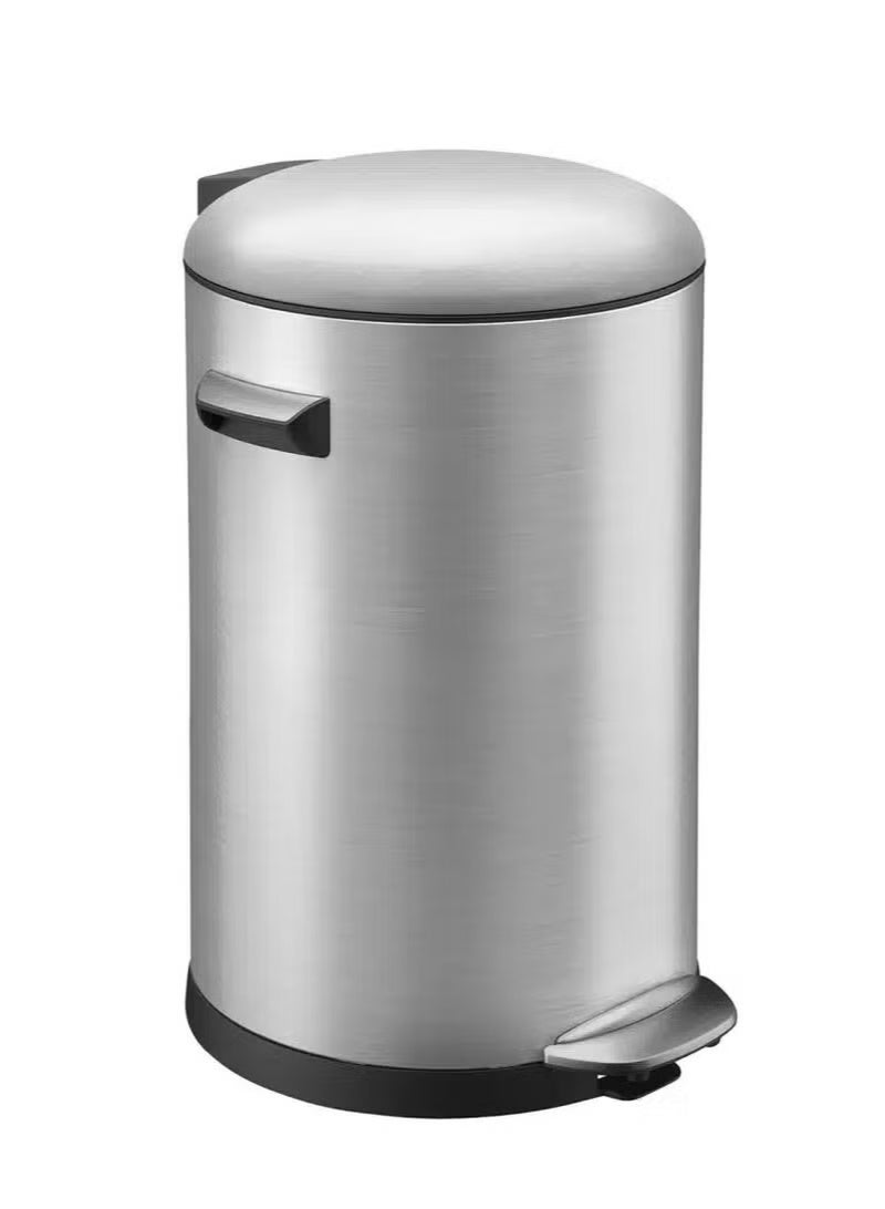 EKO Stainless Steel Pedal Bin | Heavy Duty Brushed Fingerprint Proof Waste Bin | Soft Close Bathroom Office Dustbin | 8L | Silver - Image 1