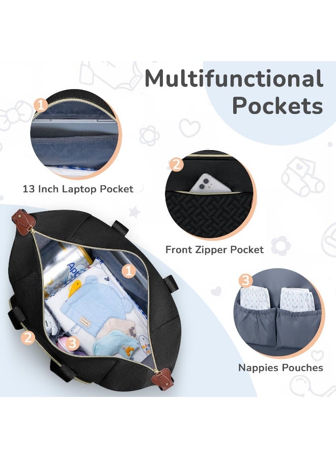 Tenot Diaper Bag Tote with Pacifier Case, Large Tote Diaper Bag for Women with Shoulder Straps - Image 3