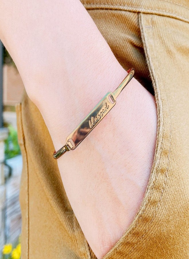 NTLX Inspirational Message Jewelry - Bracelets for Women - Delicate Metal Bar Bracelet - Engraved Messages - Gold, Silver, Rose Gold Plated - Modern & Simple - with Gift Box included (Blessed - Gold) - Image 5