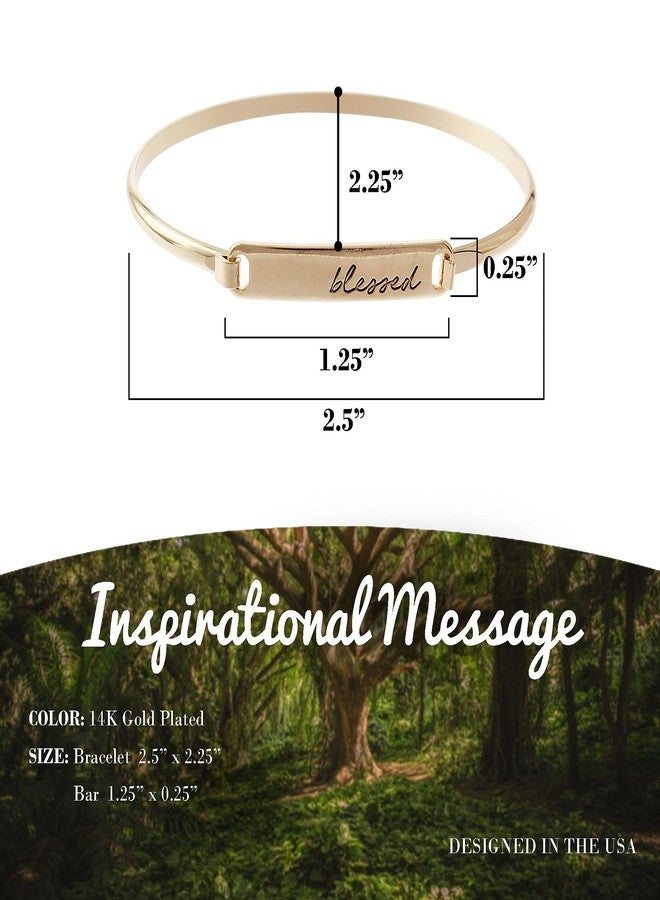 NTLX Inspirational Message Jewelry - Bracelets for Women - Delicate Metal Bar Bracelet - Engraved Messages - Gold, Silver, Rose Gold Plated - Modern & Simple - with Gift Box included (Blessed - Gold) - Image 2