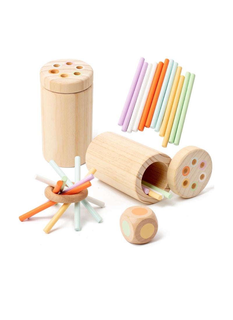 Excefore Wooden Montessori Sticks Toys for Kids, 6 Colors Fine Motor Skills Toys, Learning Toys for 1-3 Year Old, Natural Wood Educational Sorting Toy, Sensory Toys Travel Game Birthday for Boys Girls  - Image 1