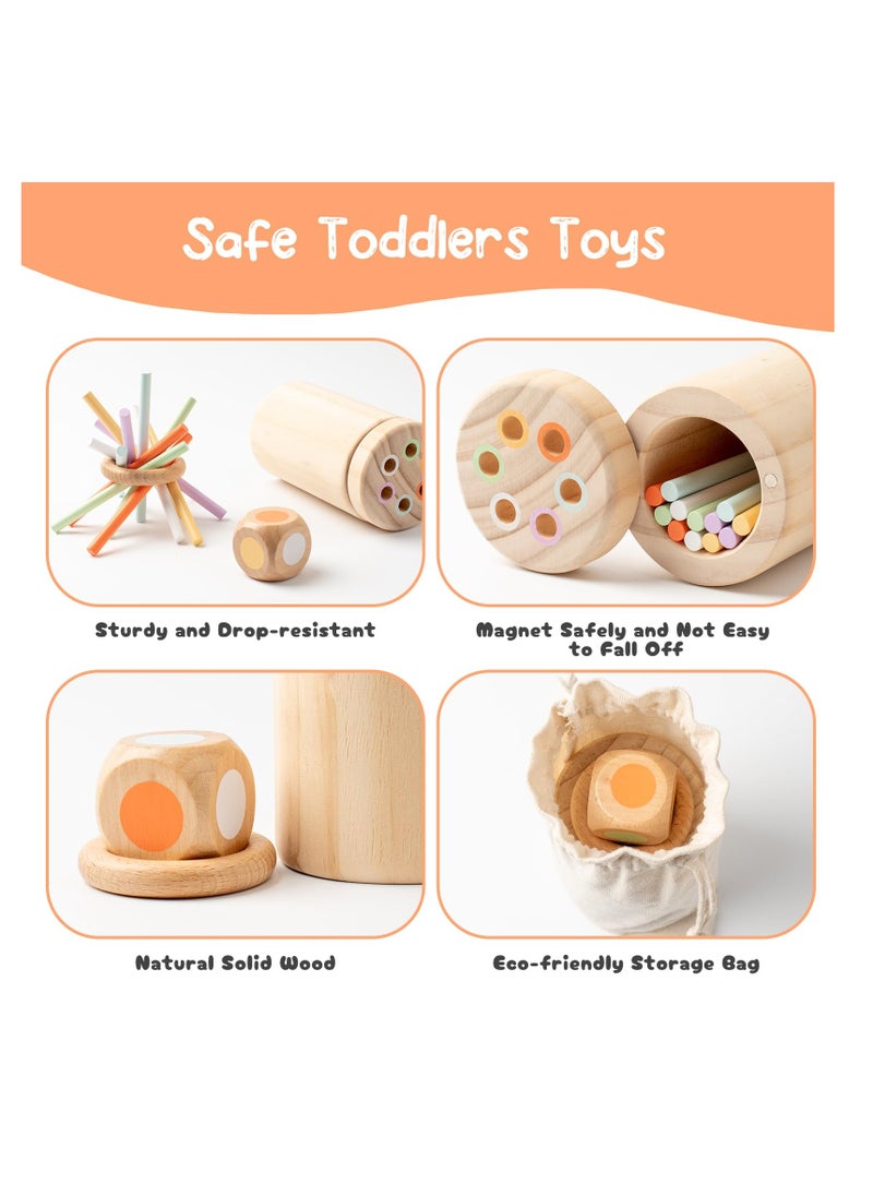 Excefore Wooden Montessori Sticks Toys for Kids, 6 Colors Fine Motor Skills Toys, Learning Toys for 1-3 Year Old, Natural Wood Educational Sorting Toy, Sensory Toys Travel Game Birthday for Boys Girls  - Image 3