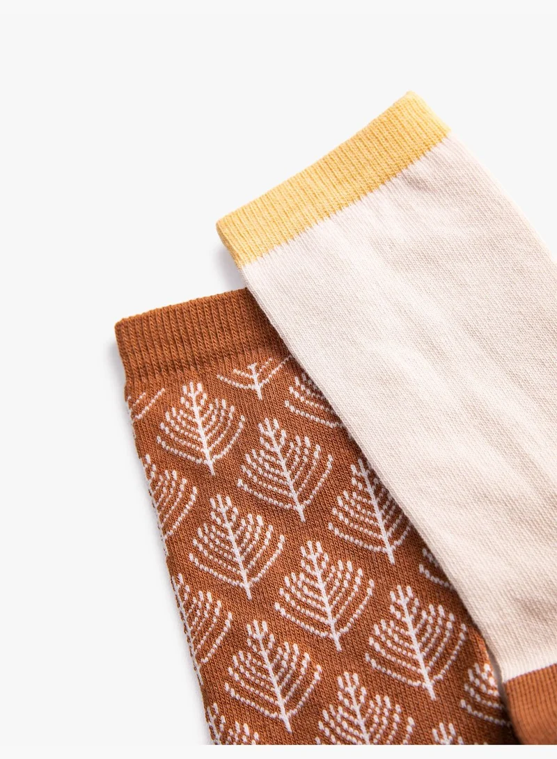 KOTON 2-Pack Socket Socks Set Botanical Printed