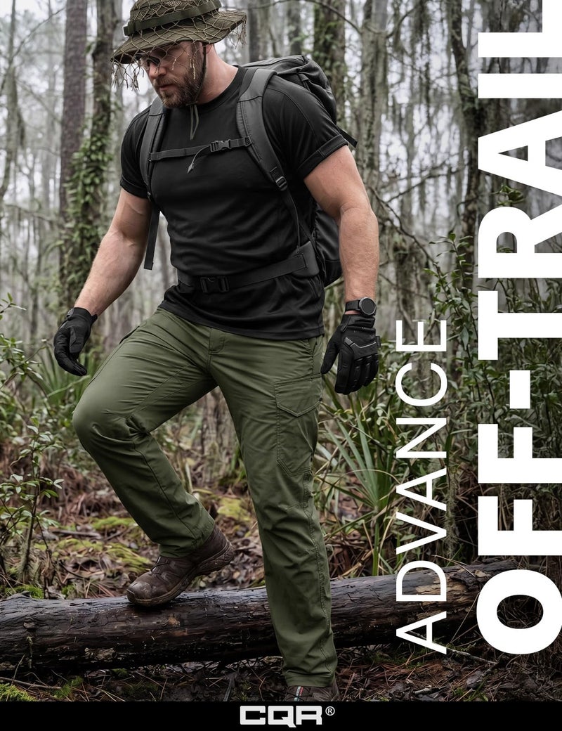 CQR Men's Quick Dry Tactical Pants, Water Resistant Outdoor Pants, Lightweight Stretch Cargo Work Hiking Pants, Runyon Cargo Pants Green Kelp, 32W x 32L - Image 3