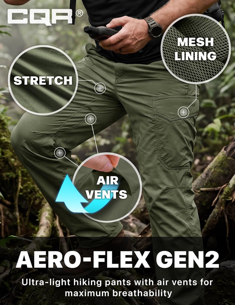 CQR Men's Quick Dry Tactical Pants, Water Resistant Outdoor Pants, Lightweight Stretch Cargo Work Hiking Pants, Runyon Cargo Pants Green Kelp, 32W x 32L - Image 5