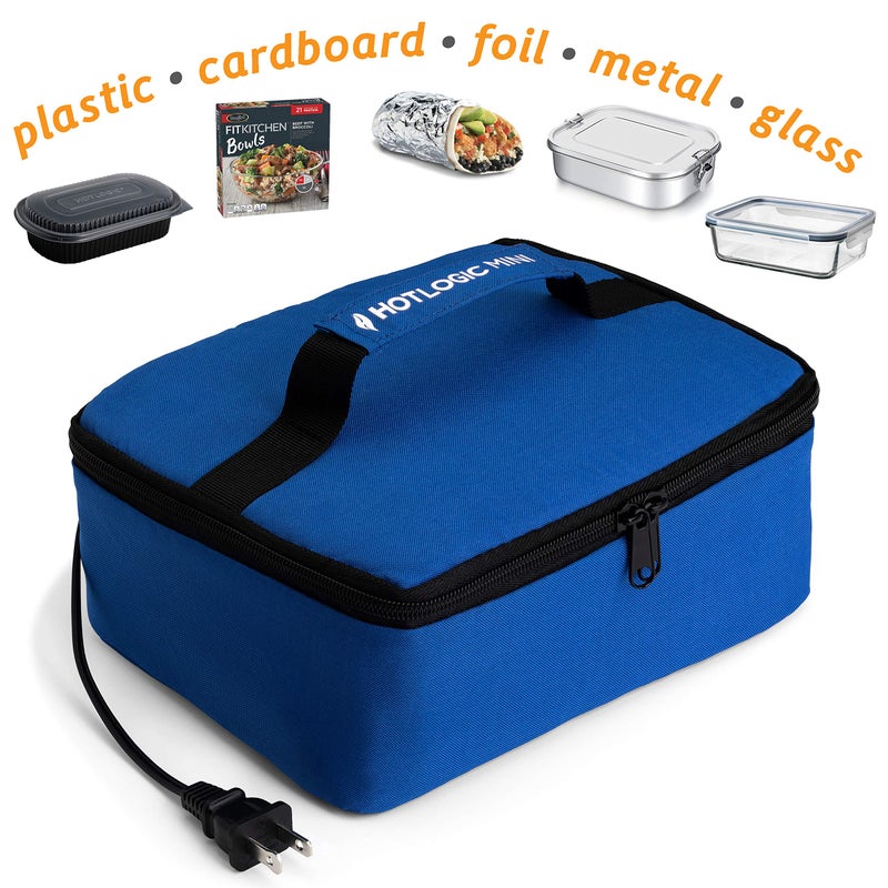 HOTLOGIC Mini Portable Electric Lunch Box Food Heater with Glass Container - Food Warmer and Heated Lunch Box for Adults Car/Home - Cook, Reheat, and Keep Your Food Warm - BLUE - 120V - Image 4