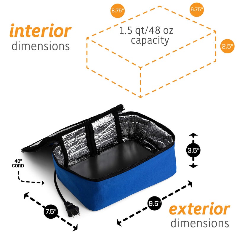 HOTLOGIC Mini Portable Electric Lunch Box Food Heater with Glass Container - Food Warmer and Heated Lunch Box for Adults Car/Home - Cook, Reheat, and Keep Your Food Warm - BLUE - 120V - Image 3