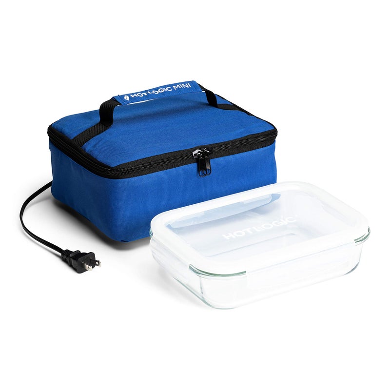 HOTLOGIC Mini Portable Electric Lunch Box Food Heater with Glass Container - Food Warmer and Heated Lunch Box for Adults Car/Home - Cook, Reheat, and Keep Your Food Warm - BLUE - 120V - Image 1