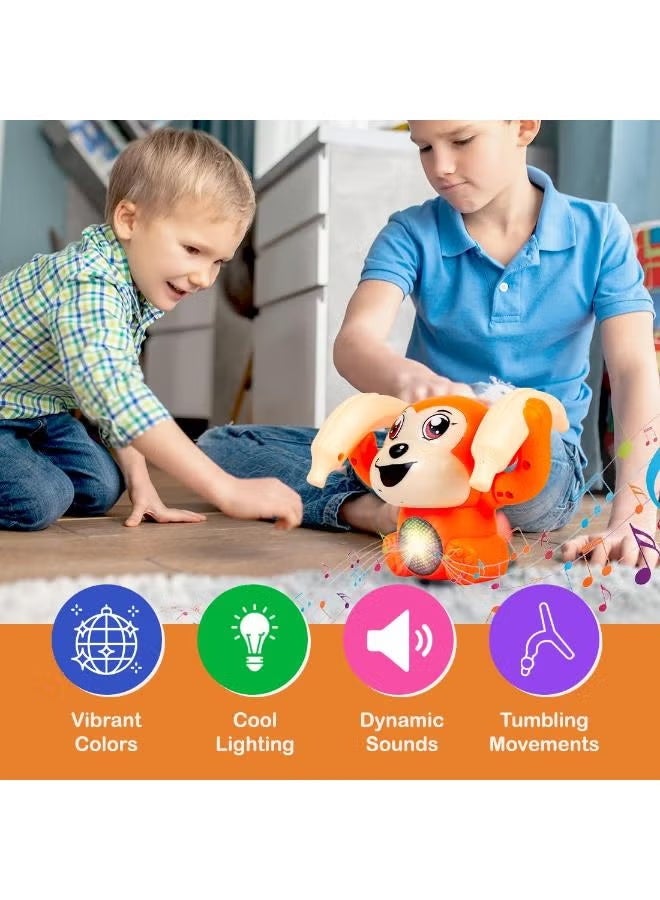Gooyo GY2029 Voice Control Banana Dancing Monkey Toy | Spinning, Rolling and Tumbling Toy for Kids with Bright LED Lights & Sound Effects | Orange | 3xAAA Battery (Not Included) - Image 2