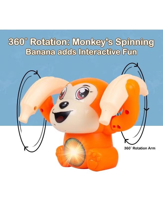 Gooyo GY2029 Voice Control Banana Dancing Monkey Toy | Spinning, Rolling and Tumbling Toy for Kids with Bright LED Lights & Sound Effects | Orange | 3xAAA Battery (Not Included) - Image 3