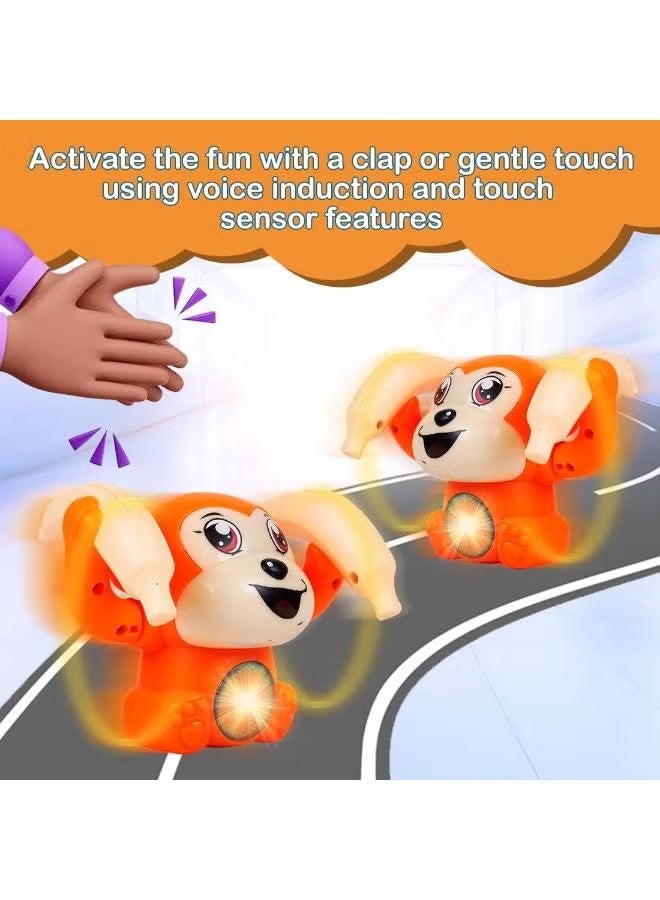 Gooyo GY2029 Voice Control Banana Dancing Monkey Toy | Spinning, Rolling and Tumbling Toy for Kids with Bright LED Lights & Sound Effects | Orange | 3xAAA Battery (Not Included) - Image 4