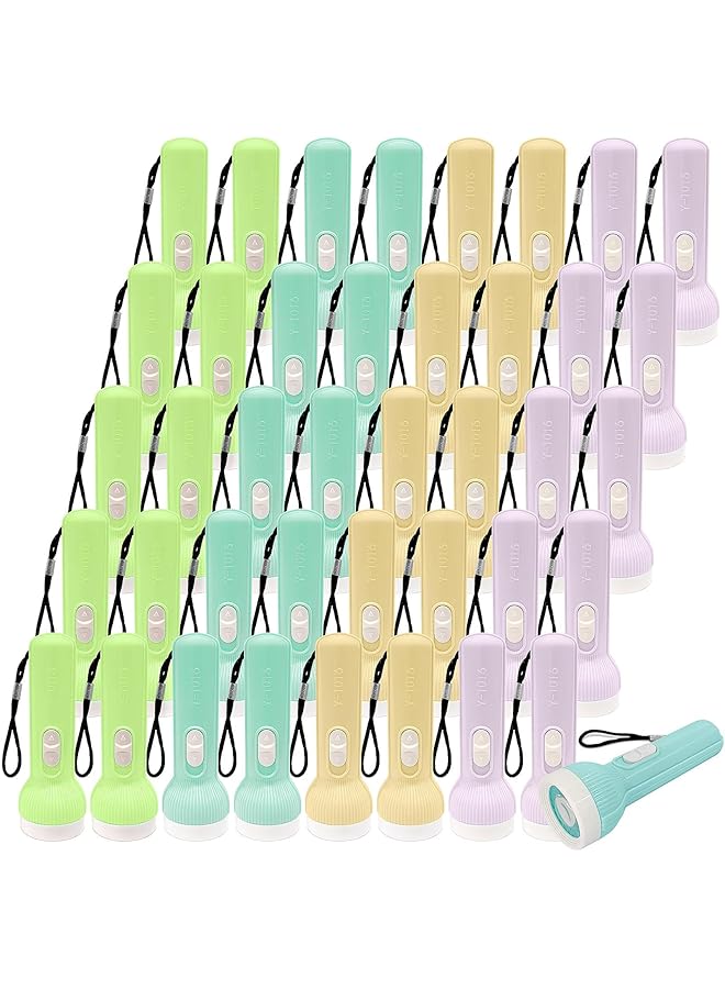 S-TOP Mini LED Flashlights Bulk, 40 PCS Macaron Color Handheld Torch with Lanyard for Camping, Hiking, Emergency, Kids - Compact Plastic Flashlight Assortment - Image 1