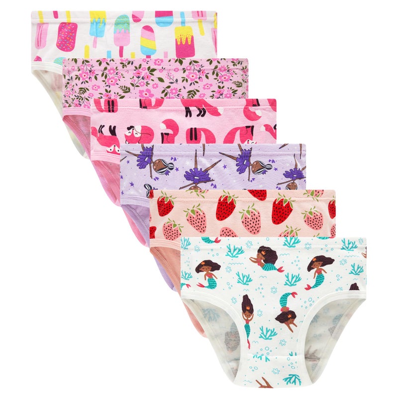 Winging Day Little Girls Assorted Prints Panties Size 8 (6-Pack) - Image 1