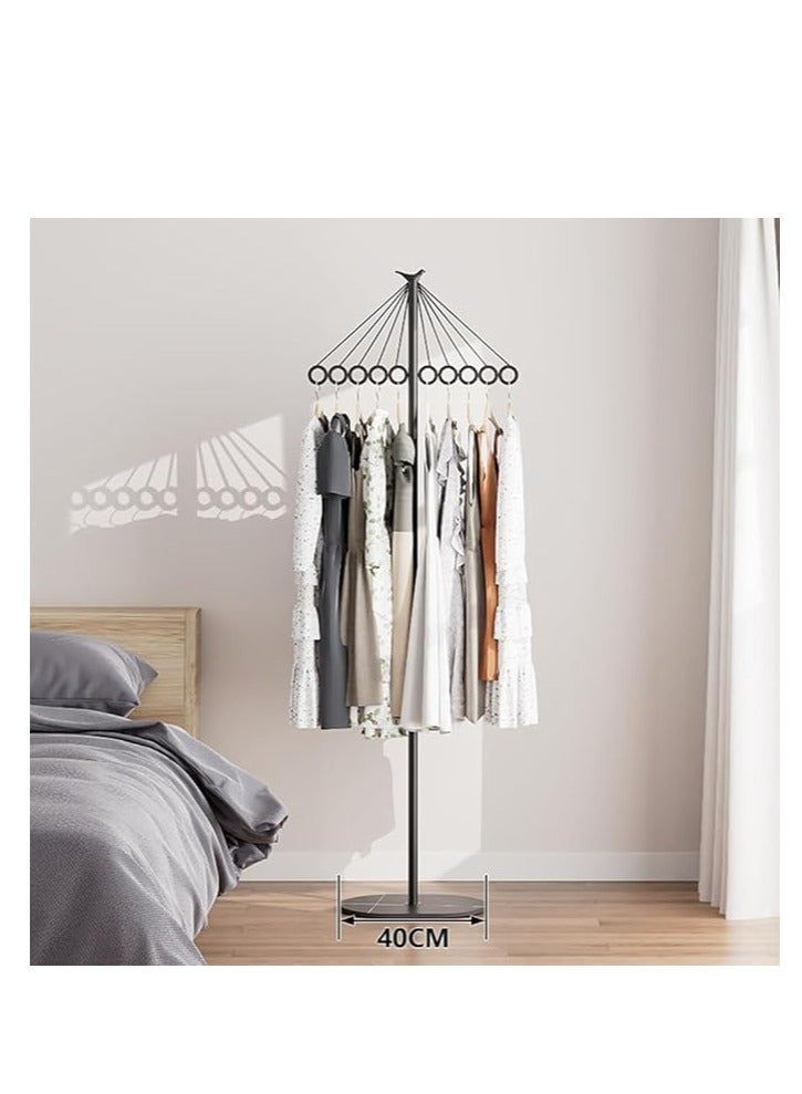 Loquat Coat Rack Freestanding, Metal Clothes Stand with 8 Hooks, Stainless Steel Coat Racks Garment Hanger Stand, Clothes Rail Organizer with Marble Base, for Hanging Scarf Clothes Hats Bags (Black-Holes) - Image 2