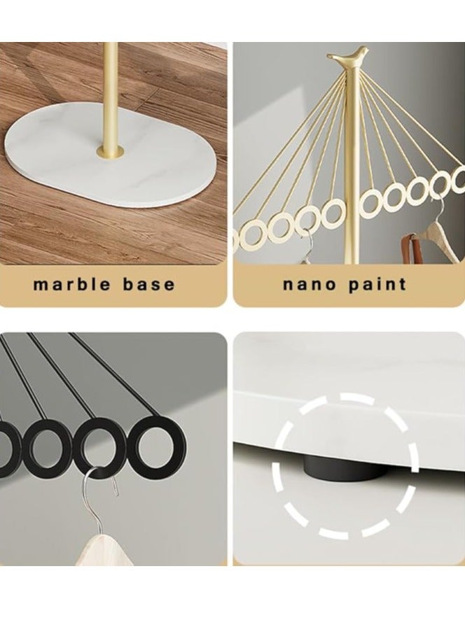 Loquat Coat Rack Freestanding, Metal Clothes Stand with 8 Hooks, Stainless Steel Coat Racks Garment Hanger Stand, Clothes Rail Organizer with Marble Base, for Hanging Scarf Clothes Hats Bags (Black-Holes) - Image 5