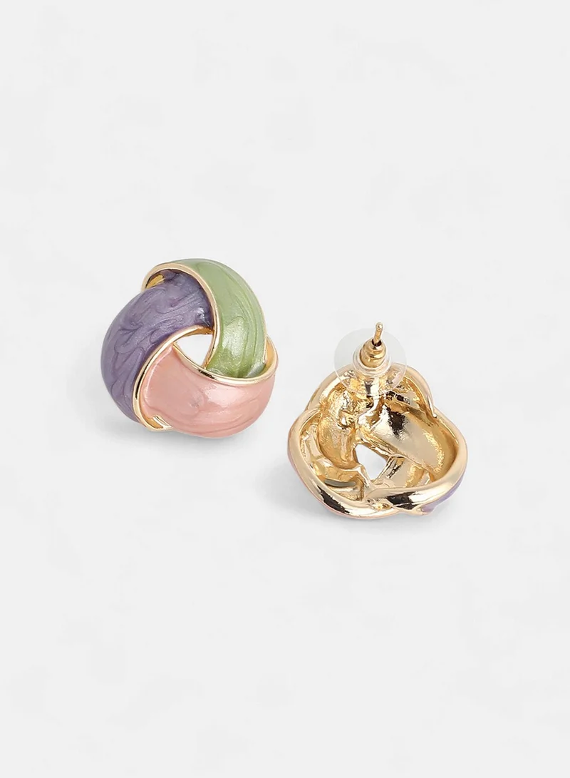 سوهي Overlap Enamelled Artificial Stud Earring Jewellery