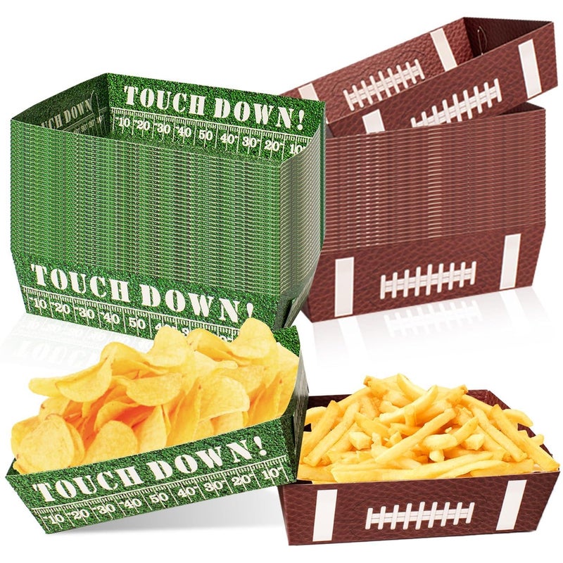 Actilize 50 Pcs Football Party Decorations, Disposable Food Tray for Super Bowl, Snack Trays, Large Serving Boats for Birthday, Tailgate & Sports Theme Events â€“ 2 Designs - Image 1
