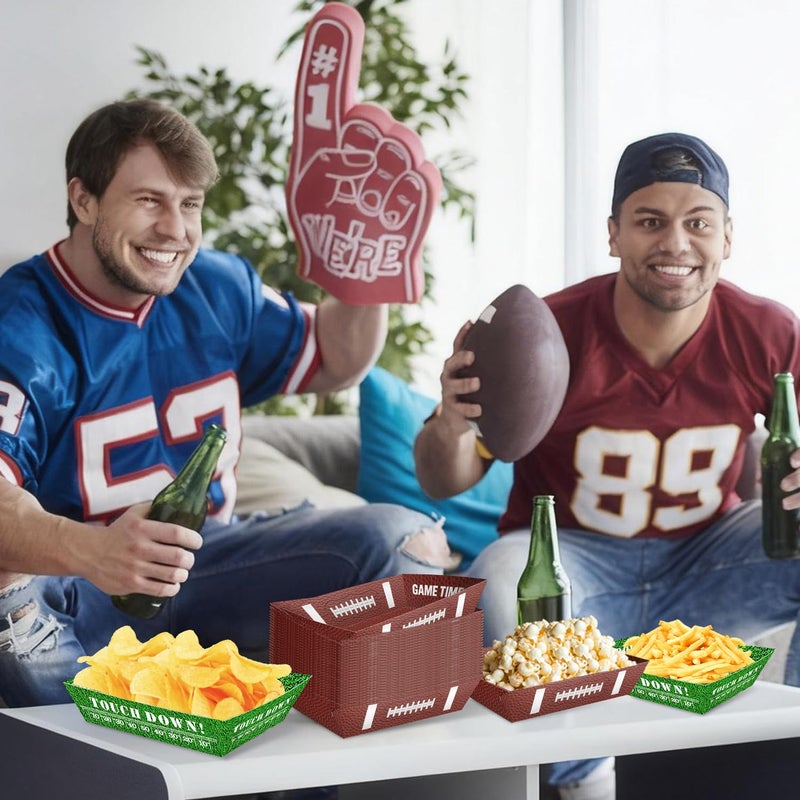 Actilize 50 Pcs Football Party Decorations, Disposable Food Tray for Super Bowl, Snack Trays, Large Serving Boats for Birthday, Tailgate & Sports Theme Events â€“ 2 Designs - Image 5