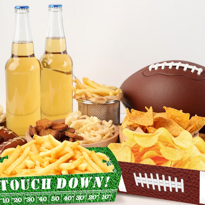 Actilize 50 Pcs Football Party Decorations, Disposable Food Tray for Super Bowl, Snack Trays, Large Serving Boats for Birthday, Tailgate & Sports Theme Events â€“ 2 Designs - Image 4