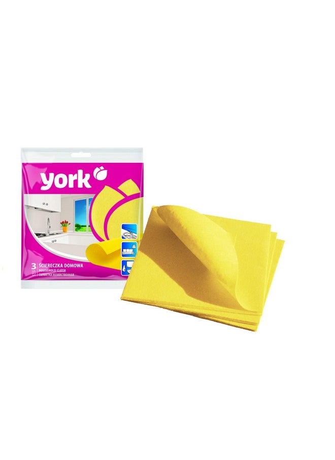 YORK Universal High Absorbent Cleaning Cloth Lint Free Pack Of 3 Piece [020010] Reusable Microfiber Cloths For Household & Professional Cleaning - Absorbs Dust, Dirt & Liquid Easily  - Image 1