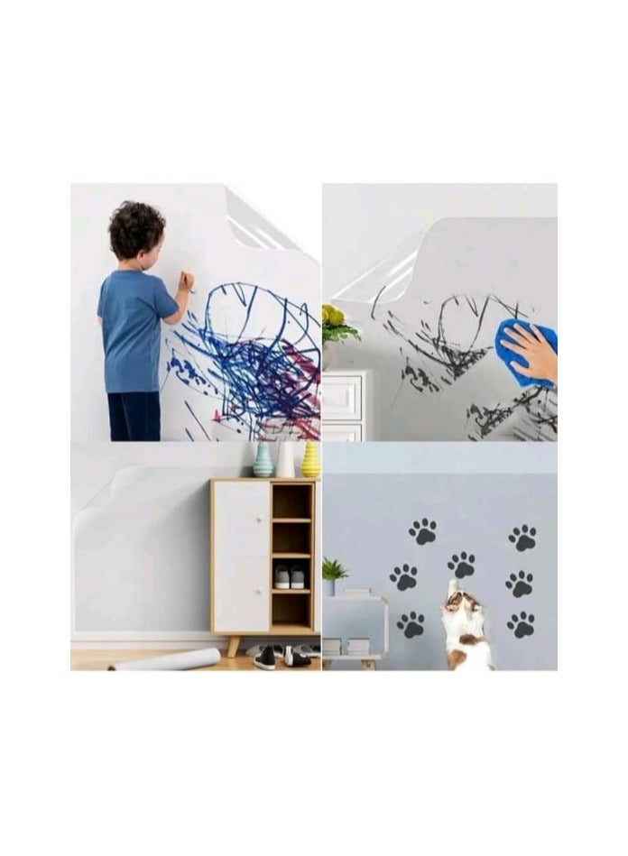 SYOSI High Definition Protective Clear Roll Waterproof, Oil and Heat Resistant, Protect Kitchen Smooth Surfaces for Furniture, Adhesive Sticker for Cabinets, Desks, Walls, Furniture and Marble, Scratch and Heat Resistant Stickers 45*3m - Image 4