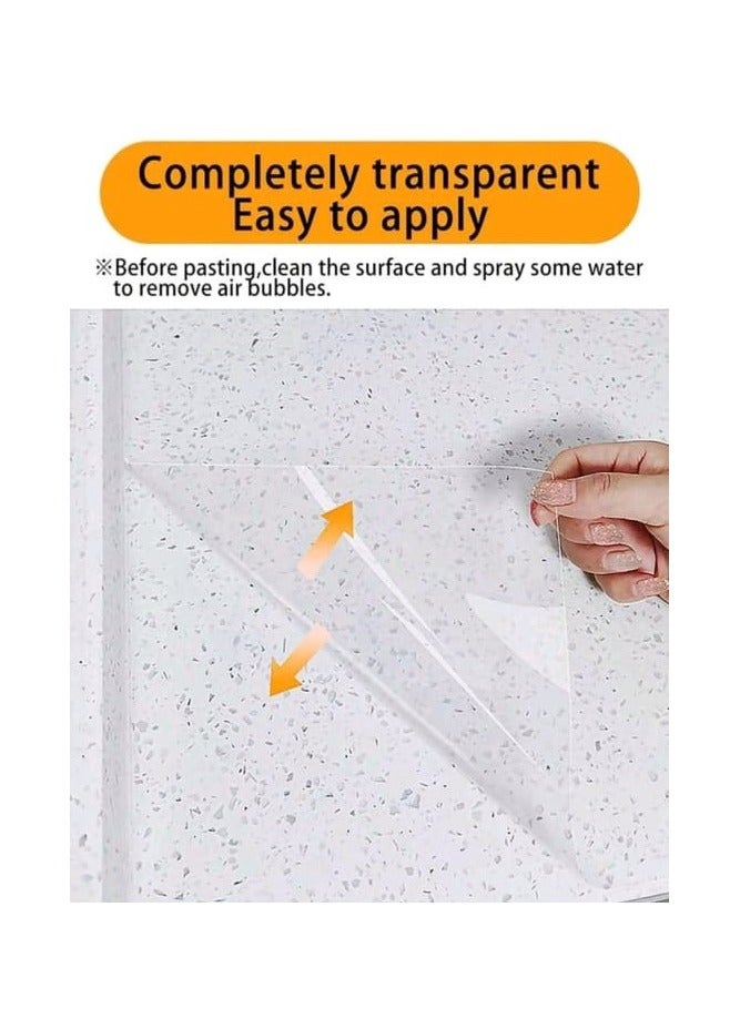 SYOSI High Definition Protective Clear Roll Waterproof, Oil and Heat Resistant, Protect Kitchen Smooth Surfaces for Furniture, Adhesive Sticker for Cabinets, Desks, Walls, Furniture and Marble, Scratch and Heat Resistant Stickers 45*3m - Image 2