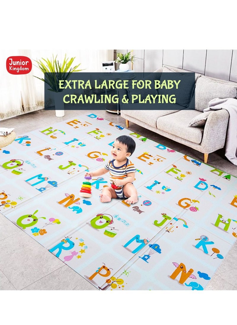 Junior Kingdom - Baby Playmat Extra Large Foam Foldable Reversible Playmat Baby Crawling Mat Room Decor Transforms into Large Fun Activity Gym Planet & Alphabets Thickness 1 CM Size 180 X 200 X 1 cm - Image 1